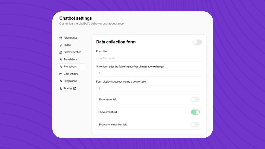 Customized chatbot interface with university branding